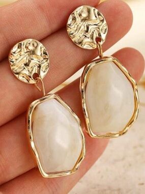 Gold and Ivory Drop Earrings